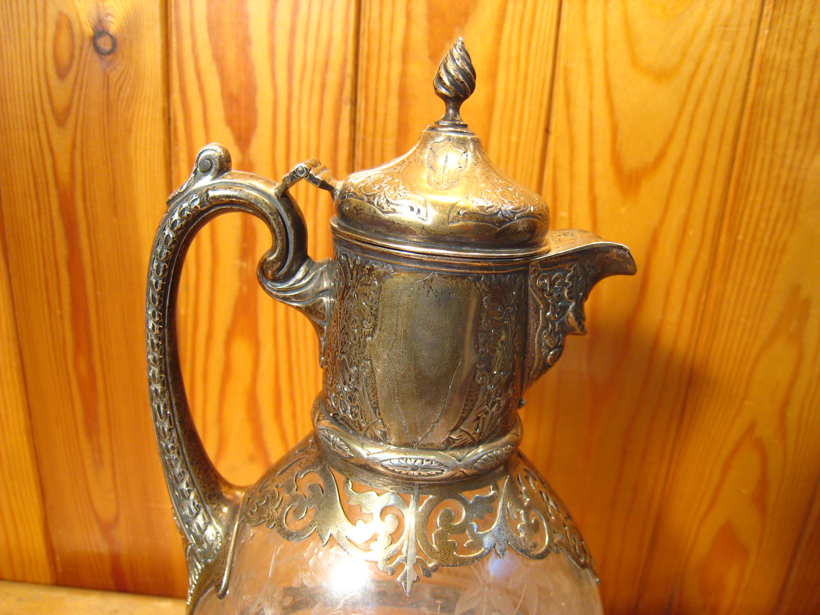 A Victorian silver mounted cut and engraved glass claret jug, - Image 3 of 16