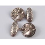 A pair of antique English silver Art Nouveau cufflinks , hallmarked Birmingham 1901, 5.5 gms.