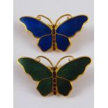 Two untested gilt metal and enamel butterfly brooches, each marked Sporrong & Co Stockholm,