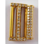 A French hallmarked 18 carat gold diamond set watch clasp.