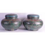 A PAIR OF 19TH CENTURY JAPANESE MEIJI PERIOD CLOISONNE ENAMEL INCENSE BURNERS AND COVERS of