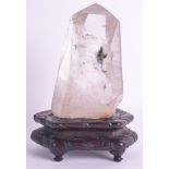 A LOVELY CHINESE QING DYNASTY ROCK CRYSTAL SCHOLARS OBJECTS internally containing natural specimens,