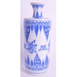 A LATE 17TH CENTURY CHINESE BLUE AND WHITE ROULEAU VASE Kangxi, painted with precious objects and
