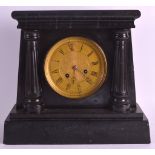 A HEAVY 19TH CENTURY BLACK SLATE CLOCK BY CORNHILL OF LONDON with engine turned circular gilt dial