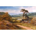 ROBERT GALLON (1845-1925) BRITISH Oil on Canvas 'Above Capel Curig' Signed, within a giltwood