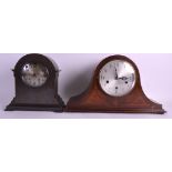 AN EARLY 20TH CENTURY AMERICAN SHREVE CRUMP & LOW BRONZE MANTEL CLOCK together with a 1940s Smiths