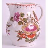 AN 18TH CENTURY LIVERPOOL SPARROWBEAK JUG painted with flowers under a dot and line loop border. 3.