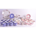 AN 18TH CENTURY CAUGHLEY CUP AND SAUCER together with various other blue and white wares,