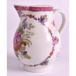 A FINE 18TH CENTURY CURTIS STYLE LOWESTOFT SPARROWBEAK JUG painted with a large rose above a