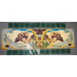 A SET OF FOURTEEN LATE 19TH CENTURY MINTON ART NOUVEAU SQUARE FORM TILES forming an organic