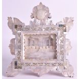 A LATE 19TH CENTURY 'LAST SUPPER' MOTHER OF PEARL CASED ICON contained within an elaborate frame