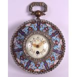 A LATE 19TH CENTURY TIFFANY & CO CHAMPLEVE ENAMEL AND PASTE SET STRUT CLOCK the dial painted with