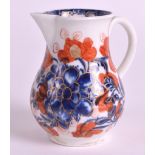 AN 18TH CENTURY WORCESTER SPARROWBEAK JUG painted with flowers and leaves in the imari style. 3.
