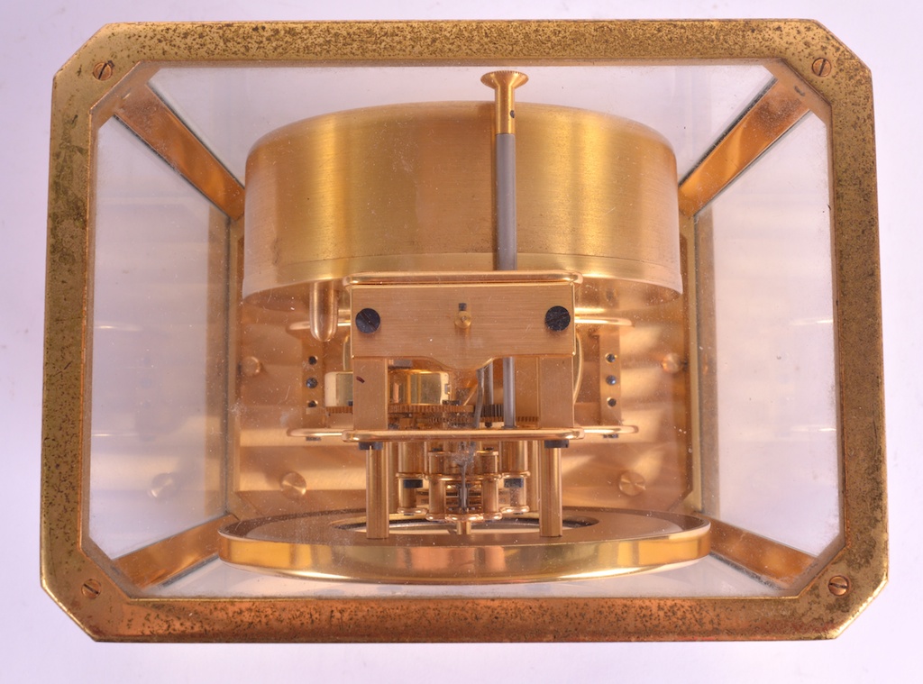 A JAEGER-LECOULTRE BRASS CASED ATMOS CLOCK No.14587 contained within fitted box & with original - Image 3 of 3