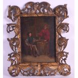 ITALIAN SCHOOL (18TH CENTURY) AN OIL ON PANEL contained within a fine Florentine style frame,