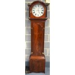 A MID 19TH CENTURY MAHOGANY LONGCASE CLOCK BY WISDEN OF BRIGHTON with scrolling regency style