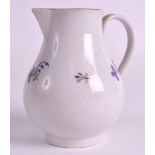 AN 18TH CENTURY ENGLISH PORCELAIN SPARROWBEAK JUG painted with scattered floral sprays. 3.75ins