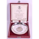 A SILVER LIMITED EDITION CIRCULAR 'WINSTON CHURCHILL' CROWN DISH No. 1232, within fitted case.