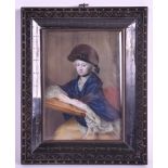 AN EARLY 20TH CENTURY FRAMED IVORY PAINTED MINIATURE signed Zaugier, depicting Princess Amalie Von