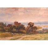 ROBERT GALLON (1845-1925) British Watercolour 'Benfleet' depicting sheep within a lakeland