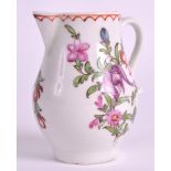 AN 18TH CENTURY LIVERPOOL SPARROWBEAK JUG painted with flowers under a line and loop border. 3.