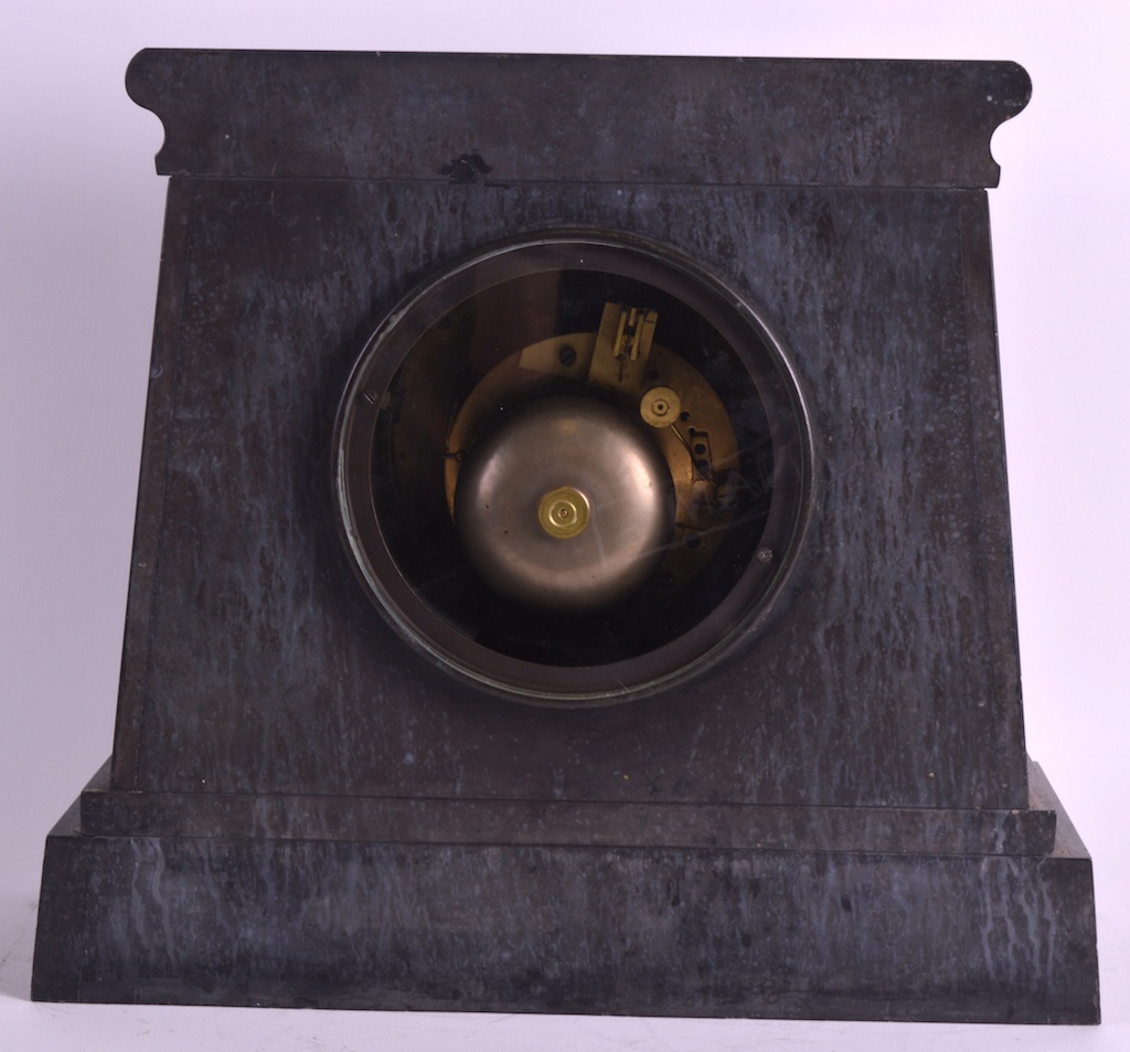A HEAVY 19TH CENTURY BLACK SLATE CLOCK BY CORNHILL OF LONDON with engine turned circular gilt dial - Image 2 of 2