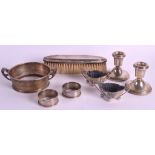 A MIXED GROUP OF EDWARDIAN AND LATER HALLMARKED ENGLISH SILVER including salts, napkin rings,