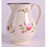 A RARE 18TH CENTURY WEDGWOOD CREAMWARE SPARROWBEAK JUG painted with scattered floral sprays. 3.25ins