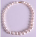 A LADIES SILVER GILT HINGED CULTURED PEARL NECKLACE.