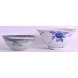 AN EARLY 17TH CENTURY CHINESE BLUE AND WHITE BOWL Chongzhen/Shunzi, probably Hatcher Cargo, painte