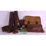 A GROUP OF WW2 ARTICLES including a compass, travelling bag, together with a fishing bag with scales