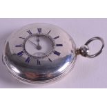 A VICTORIAN SILVER AND ENAMEL HALF HUNTER POCKET WATCH London 1869. 1.75ins diameter.