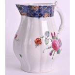 AN 18TH CENTURY LIVERPOOL SPARROWBEAK JUG painted with flowers under a scroll moulded handle. 3.