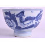 A 16TH/17TH CENTURY CHINESE BLUE AND WHITE CONICAL FORM PORCELAIN BOWL Ming, painted with a stylised