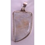 A SILVER AND CRYSTAL LADIES PENDANT. 1.75ins long.