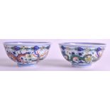 A PAIR OF LATE 19TH CENTURY CHINESE WUCAI DRAGON BOWLS Guangxu Mark and Period, painted with dragons