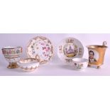 AN 18TH CENTURY VIENNA PORCELAIN TEABOWL together with a Paris cabinet cup & others. (6)