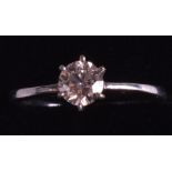 A LADIES PLATINUM AND DIAMOND SOLITAIRE RING. 2.1grams.