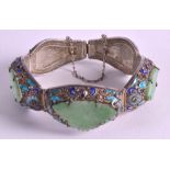 A GOOD EARLY 20TH CENTURY CHINESE SILVER AND ENAMEL BRACELET delicately decorated with floral