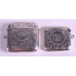 A EDWARDIAN ENGRAVED SILVER VESTA Birmingham 1908, together with another Edwardian silver vesta. (