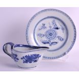 AN 18TH CENTURY CHINESE EXPORT BLUE AND WHITE PORCELAIN SAUCEBOAT Qianlong, together with a Tek Sing