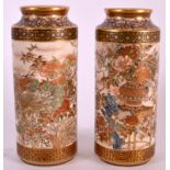 A FINE PAIR OF EARLY 20TH CENTURY JAPANESE MEIJI PERIOD SATSUMA VASES painted with urns of