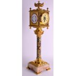 A RARE AND UNUSUAL LATE 19TH CENTURY FRENCH CHAMPLEVE ENAMEL MANTEL CLOCK the four sided top with