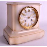 A LOVELY 19TH CENTURY FRENCH WHITE MARBLE CLOCK of small proportions with gilt chapters striking