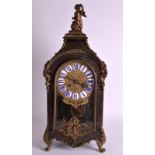 A MID 19TH CENTURY FRENCH BOULLE BRACKET CLOCK with blue enamel numerals and repousse decorated