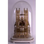 A GOOD 19TH CENTURY GOTHIC STYLE SKELETON CLOCK by Baron Hill of Crewe, contained within a fitted