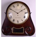 A MID 19TH CENTURY NEWTON OF SALISBURY 12INCH BOW DIAL FUSEE CLOCK within a mahogany gallery case,