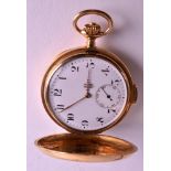 A LATE 19TH CENTURY 18K YELLOW GOLD GENTLEMANS FULL HUNTER POCKET WATCH Quarter Repeating with white