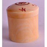 A SMALL EARLY 20TH CENTURY EUROPEAN IVORY POT AND COVER of cylindrical form. 2.25ins high.
