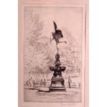 A LATE 19TH CENTURY FRENCH ENGRAVING OF A FOUNTAIN together with four other prints. (5)